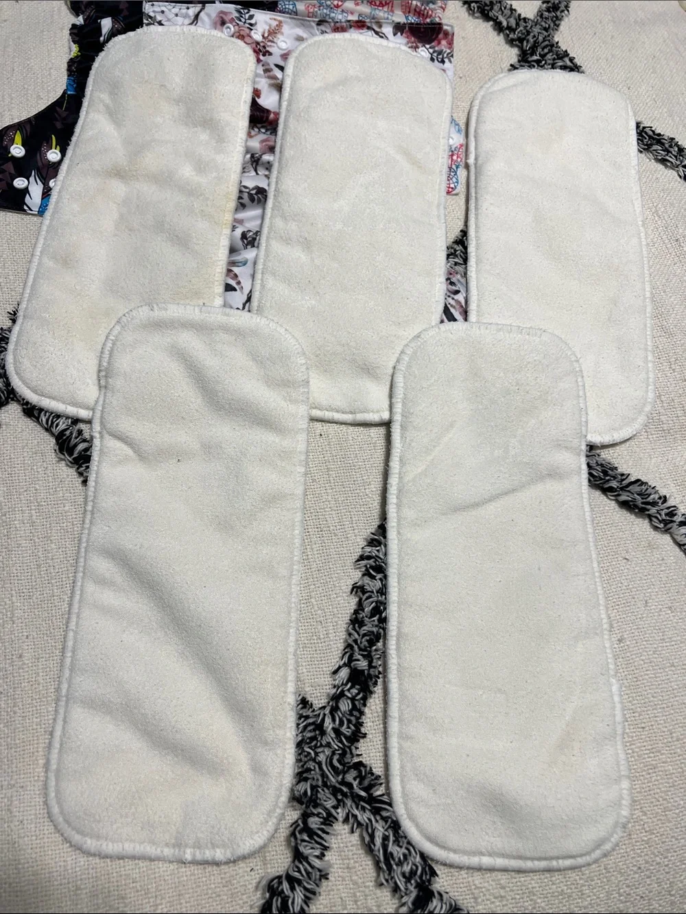 Three AlvaBaby OS Snap Pocket Diapers with Five Bamboo Inserts